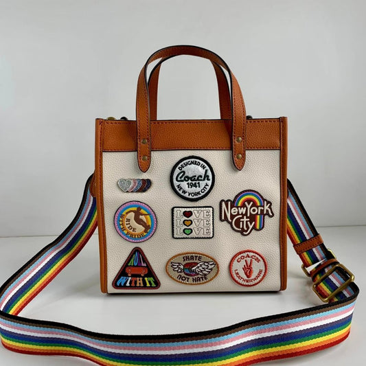 AOC Brown Colour Genuine￼ Leather With Patch Work Embroidery Heavy Premium Quality Tote Side Bag 89488