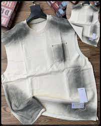White Grey Faded Colour Pocket Cut Sleeve Sandos HN082