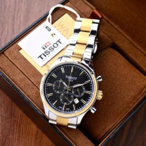 SIT TIS Silver Golden Chain Black Dial Mens Watch 989305