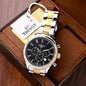 SIT TIS Silver Golden Chain Black Dial Mens Watch 989305