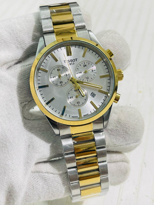 SIT TIS Silver Golden Chain White Dial Mens Watch 989307