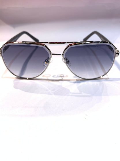 YAM MAY Silver Gray Farme Trancy Black Shade Unisex Sunglass 23269 60 13 142