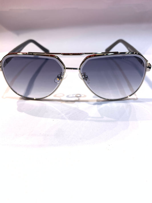 YAM MAY Silver Gray Farme Trancy Black Shade Unisex Sunglass 23269 60 13 142