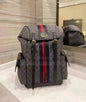 Cug Black Colour Gg Print Blue Red Strip Unisex Backpack 43267