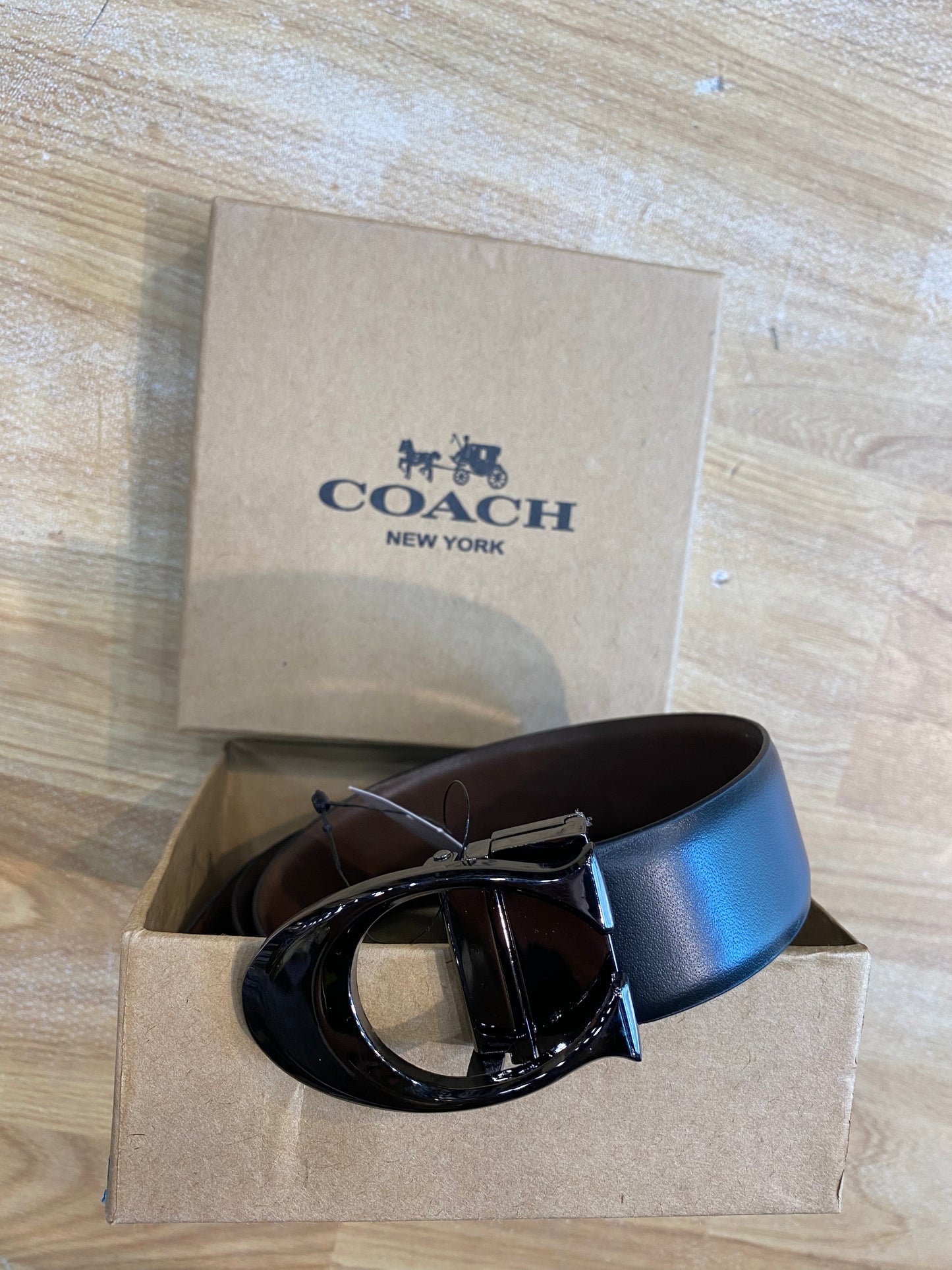 AOC Black Colour Double Side With Black Glossy Buckle Men’s Belt 988613