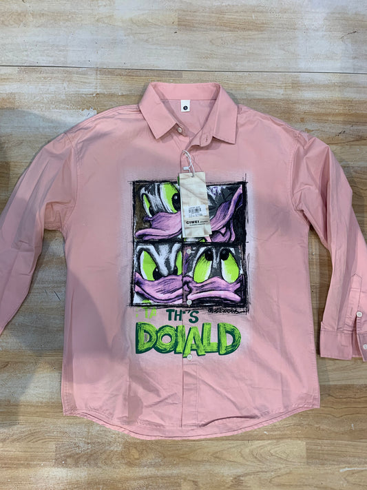 CIWEI STUDIO Pink Colour DONALD DUCK Printed Oversized Men’s Shirt 38687009858