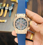 BUH Blue Silicon Strap Copper Dial Chrono Men Watch 990369