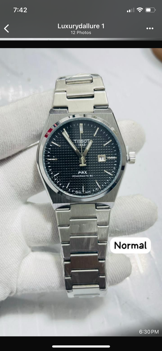 SIT Silver Chain Black Dial Premium Prx Machinery Watch 990222