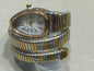 LVB Golden Silver Snake Chain Ladies Stud White Dial Watch 990233