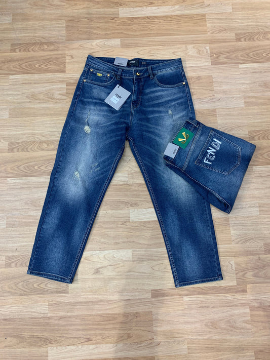 NEF Dark Blue Colour With Back Pocket Nef Embroidery Regular Fit Rough Jeans 40473