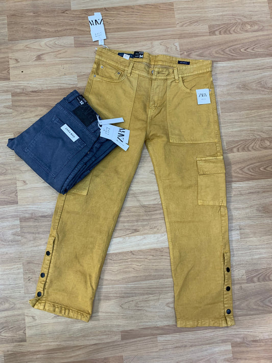 Zr Yellow Colour With Six Pocket Cargo jeans 40477