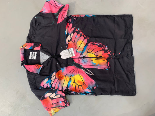 LDA Black Colour Pink Butterfly Print Half Sleeve Men’s Shirt 989593