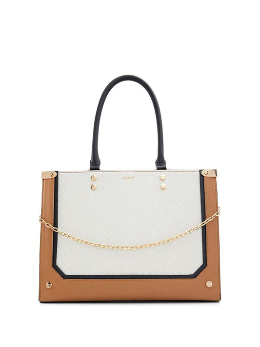 ALD DLA White Brown Black With Cobra Print Premium Quality Ladies Tote Hand Bag M-2174#