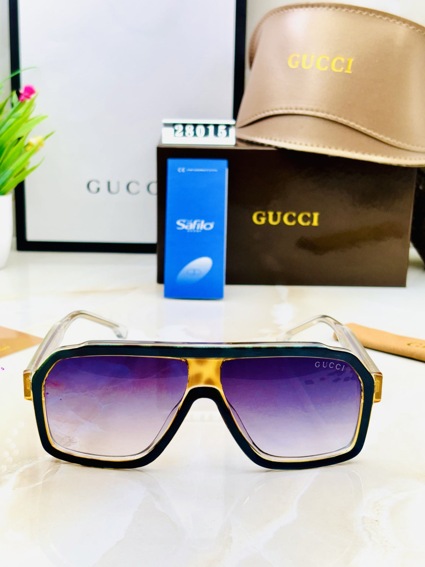 Cug Blue Brown Frame Purple Shade Unisex Sungless TR28015 58 17-150
