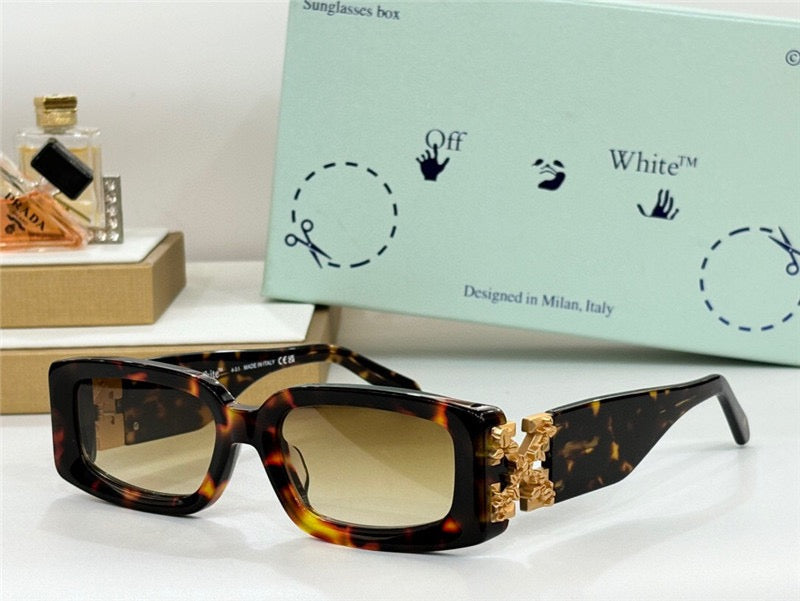 Off White Leopard Print Frame Brown Shade Premium Quality Unisex Sunglass OD-98194 C5 58 17-142