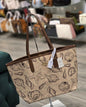 AOC Cream and Brown Colour Genuine Leather With Shell Print Heavy Premium Quality Tote Bag 30040-1L