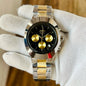 Dar Silver Golden Chain Black Golden Dial Chronograph Working Men’s Watch 990419