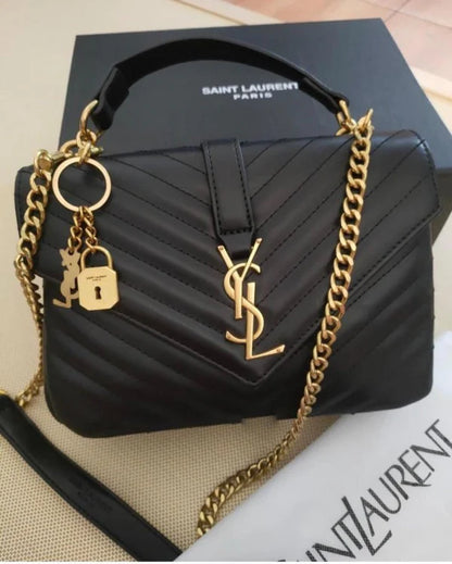 Lsy Black Gold Sling Side Ladies Bag with Chain Belt 10888