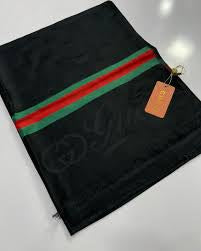 CUG Unisex GG Print Black Colour Green Red Stripe Stole 989702