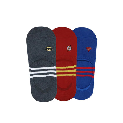 BALENZIA JUSTICE LEAGUE MEN'S COTTON LOAFER SOCKS WITH ANTI SLIP SILICON - SUPERMAN, BATMAN, FLASH -(PACK OF 3 PAIRS/1U)- NO SHOW / INVISIBLE SOCKS Your Cart Subtotal