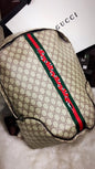 Guc Cug Beige Brown Green stripe Snake Large Size Backpack 1101