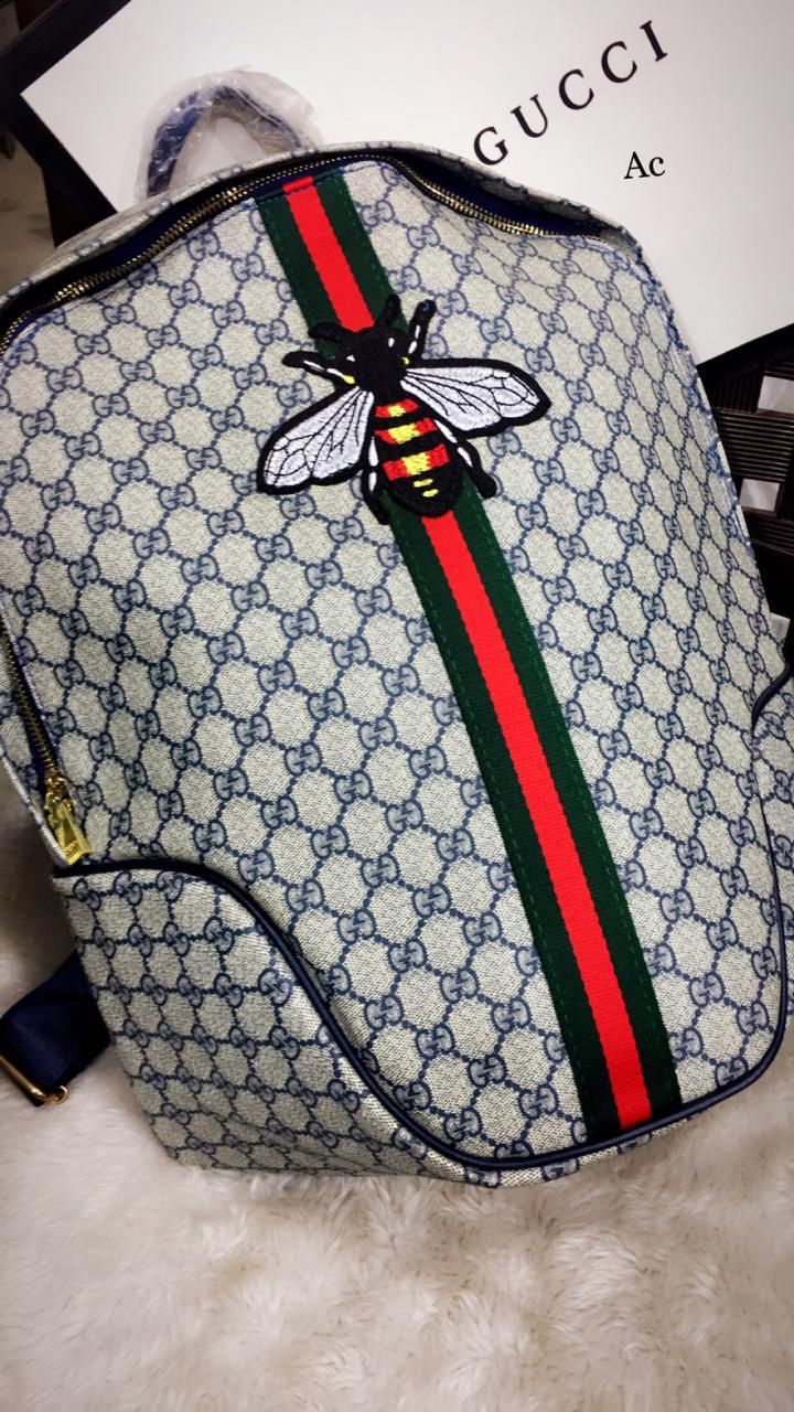 Guc Cug Grey Blue Red Green stripe Bee Large Size Backpack 1100