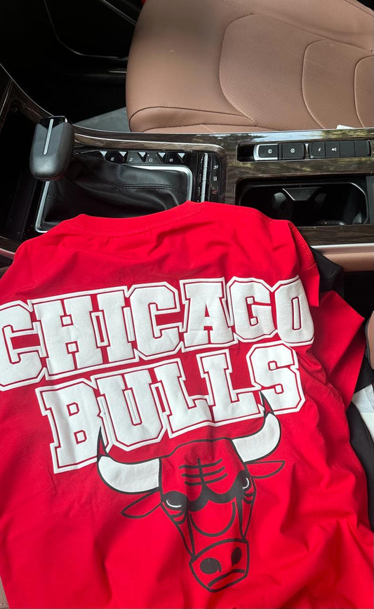 KIN Red Colour With Bulls front And Back Print Premium Quality Drop Shoulder Tshirt 65103