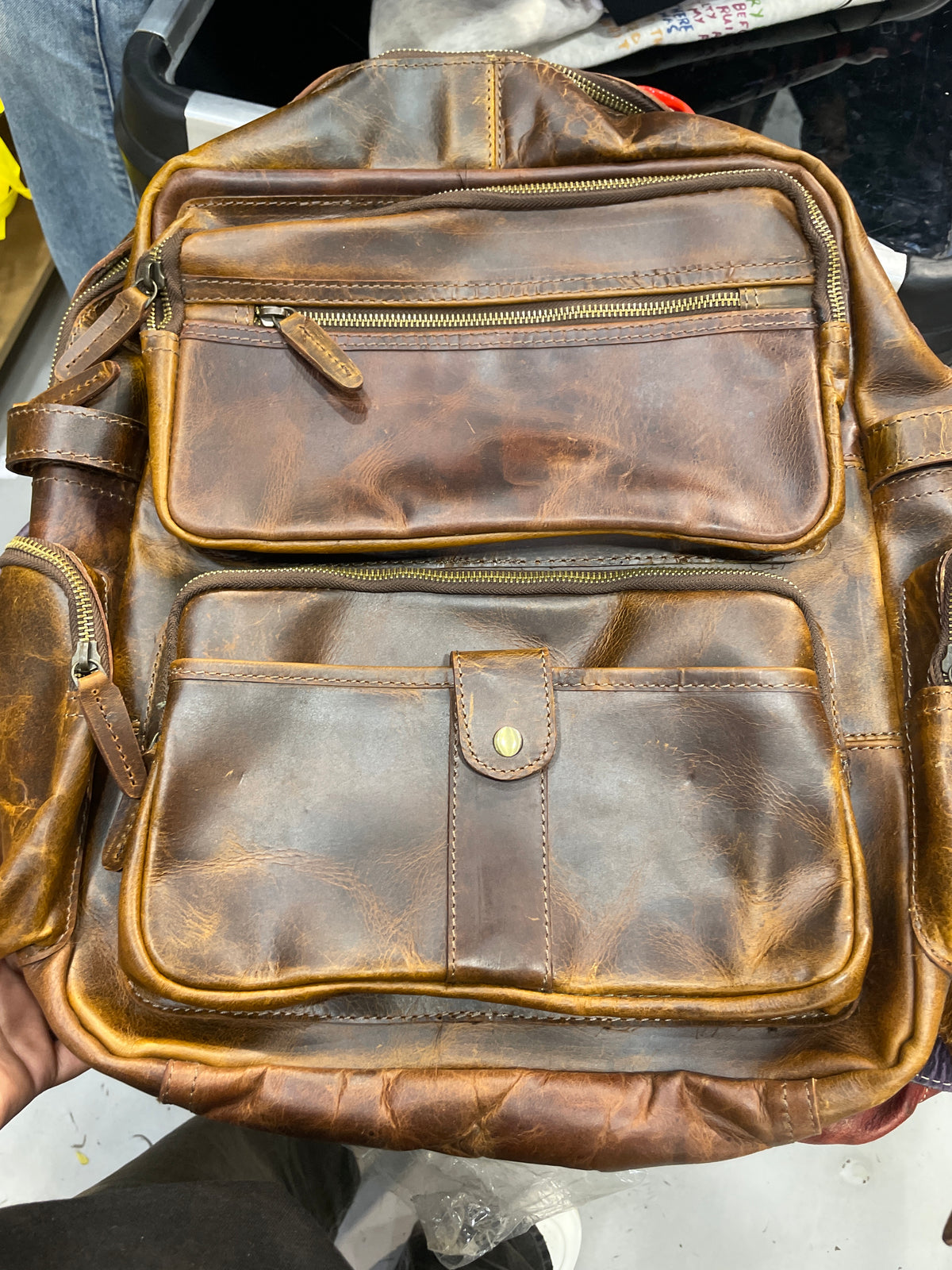 LDA Brown Colour Premium Quality Genuine Leather  Unisex Backpack 991466