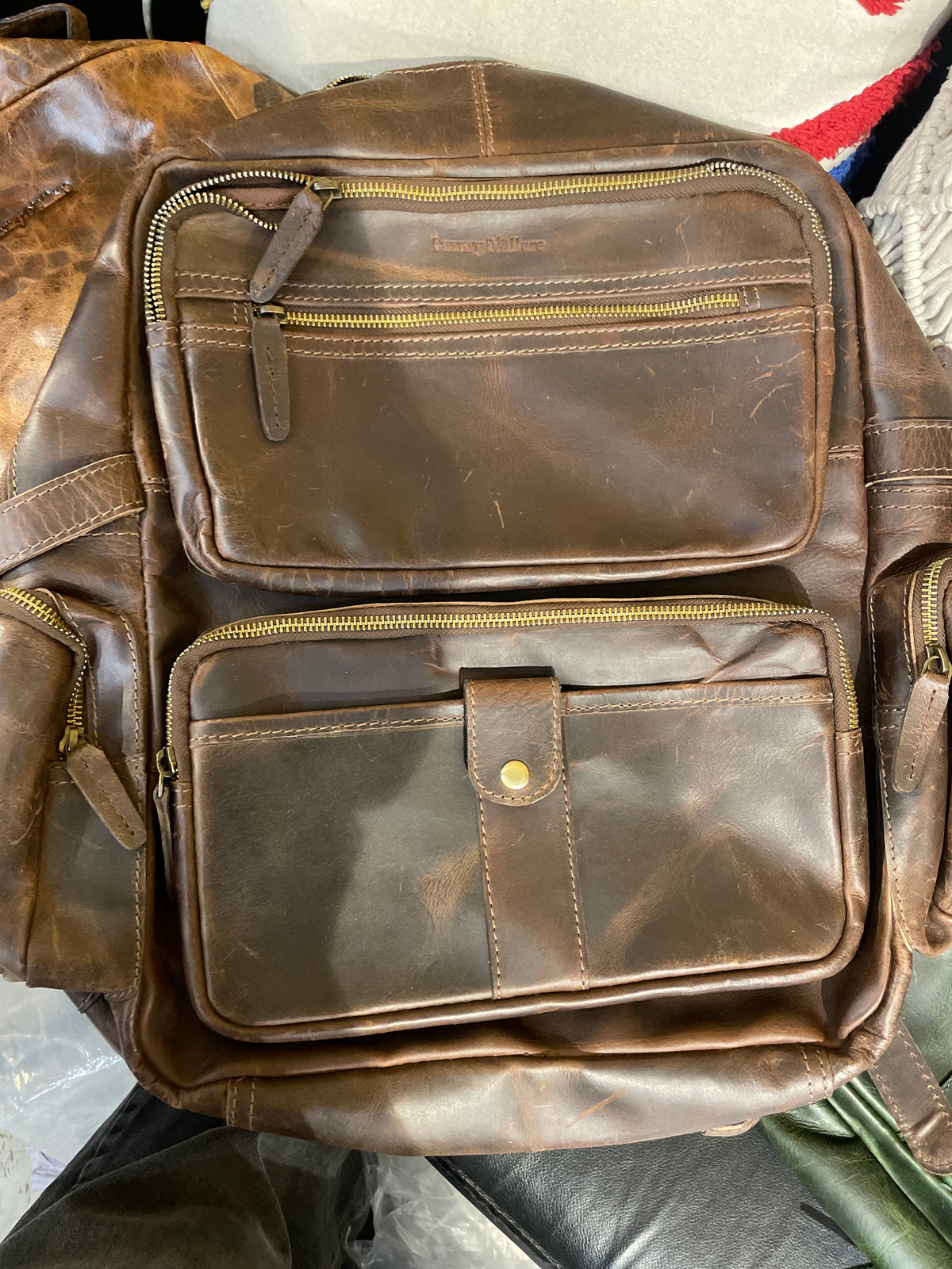LDA Dark Brown Colour Premium Quality Genuine Leather  Unisex Backpack 991467