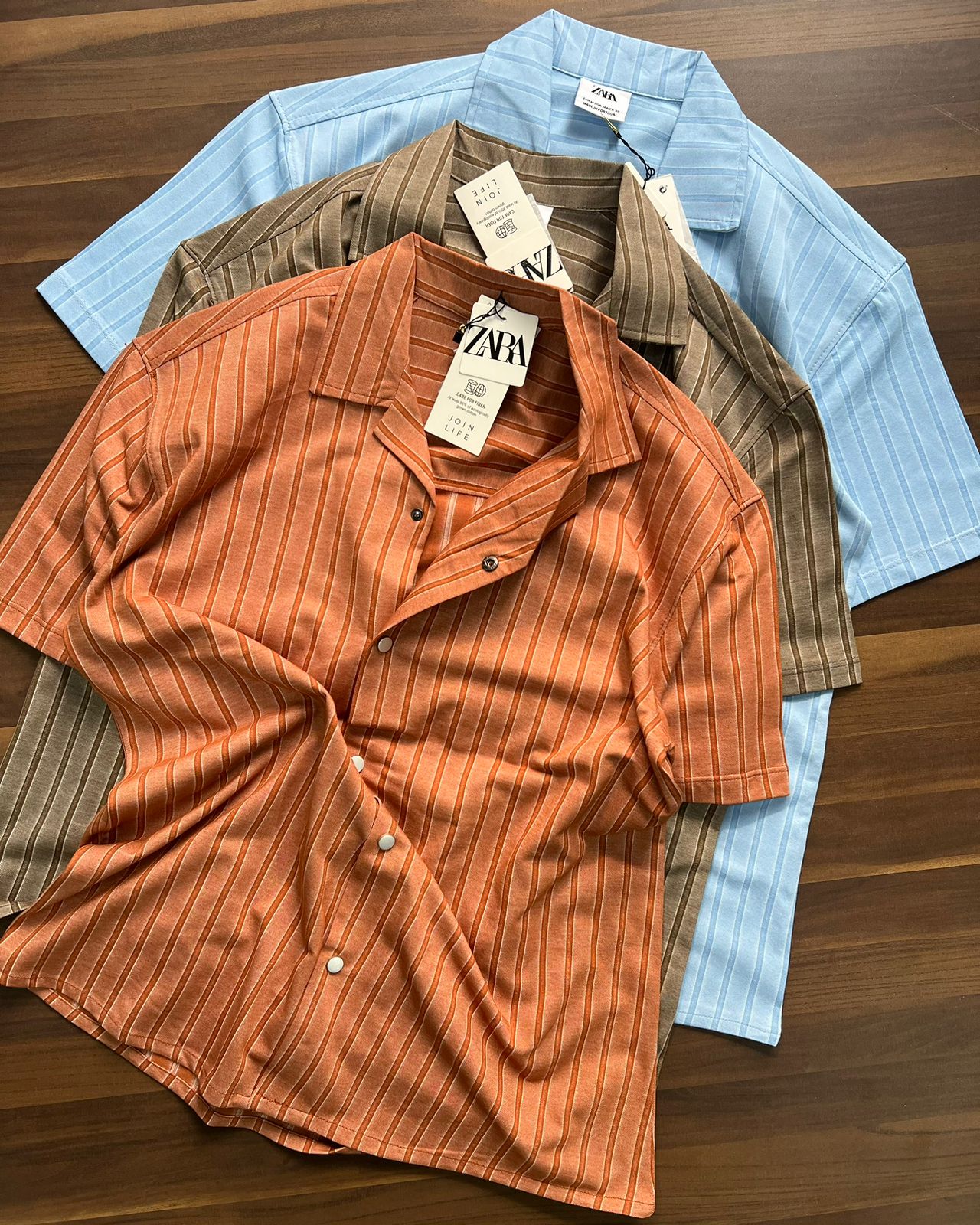 ZR Orange Clour Line Design Premium Quality Half Shirt 66108