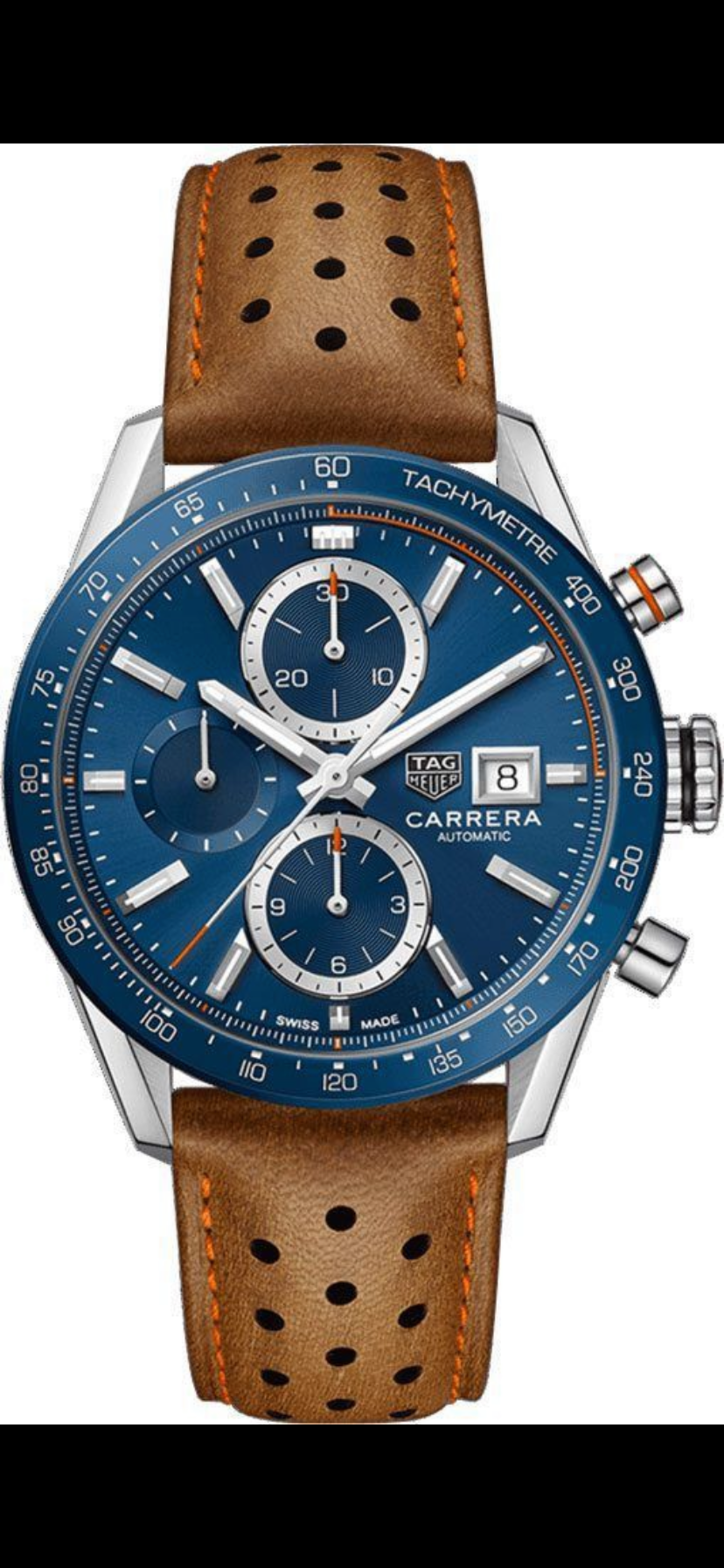 Gat Brown Strap Blue Dial Chrono Leather Strap Watch for Men 400977