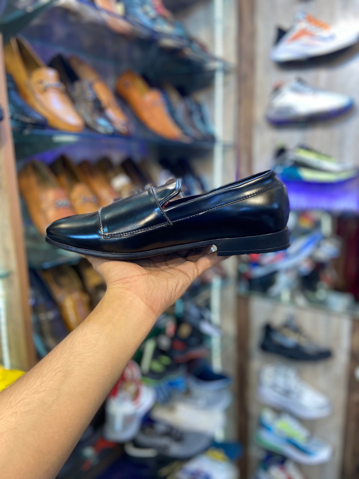 Black Monk Buckle Loafers Shoes For Men Model Number 1409
