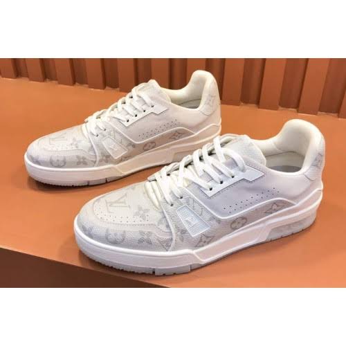 VL LOU UOL White Peach Colour with Monogrammed Design Trainer Sneaker Shoes