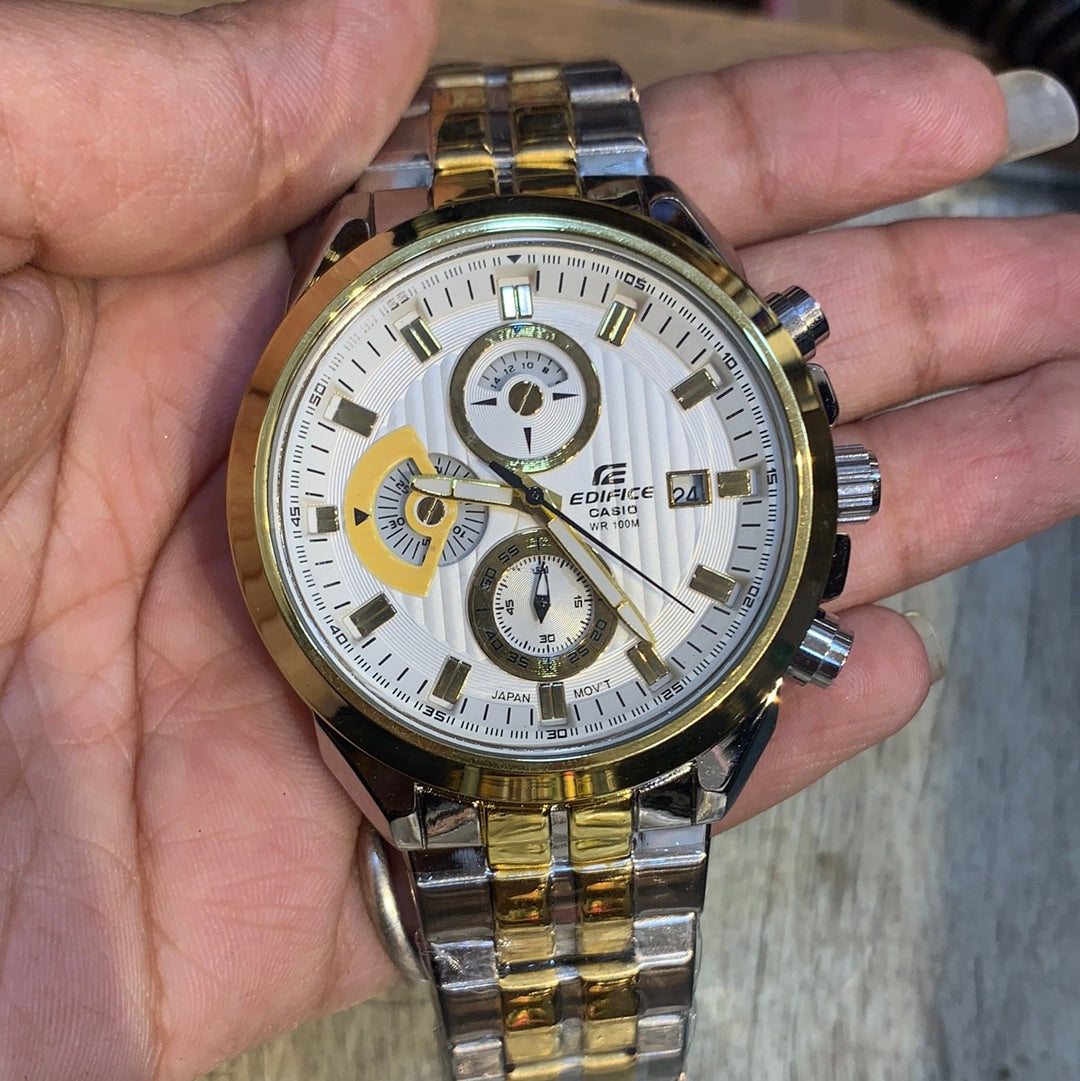 Ide Silver Golden Chain White Gold Dail Chronograph Working Men Watch  400999