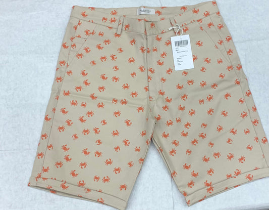 Zr Raz Beige Colour Crab Print Denim Men Short 50236