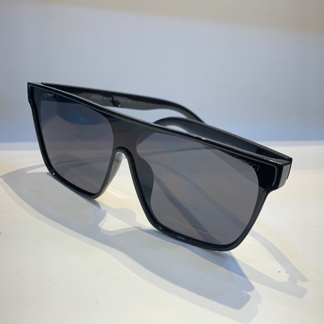 Cug Glossy Black Frame Black Shade Unisex Sunglass 9485 59 14 145