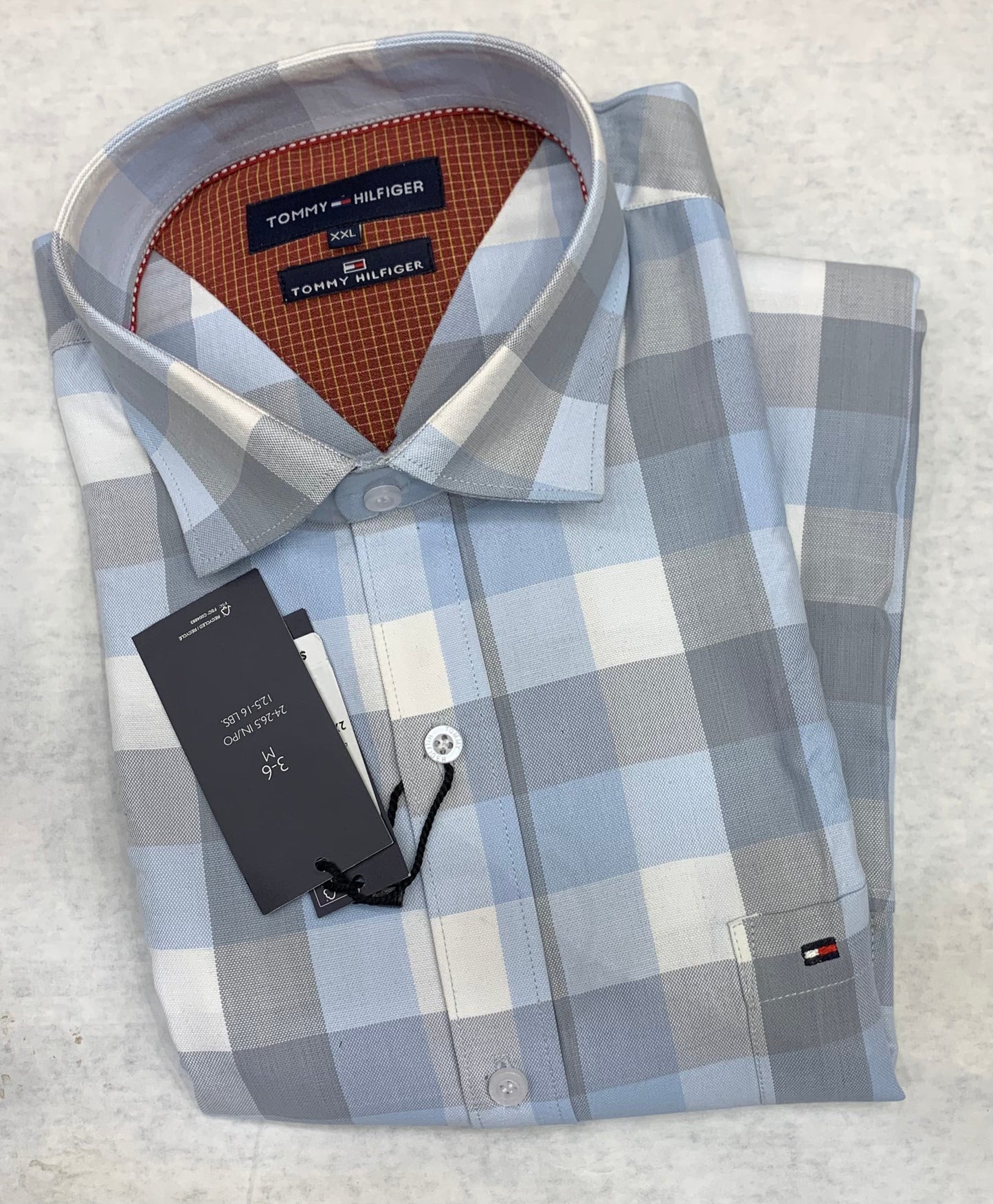 Mot Tom Blue Grey Check Casual Mens Shirt 1105035