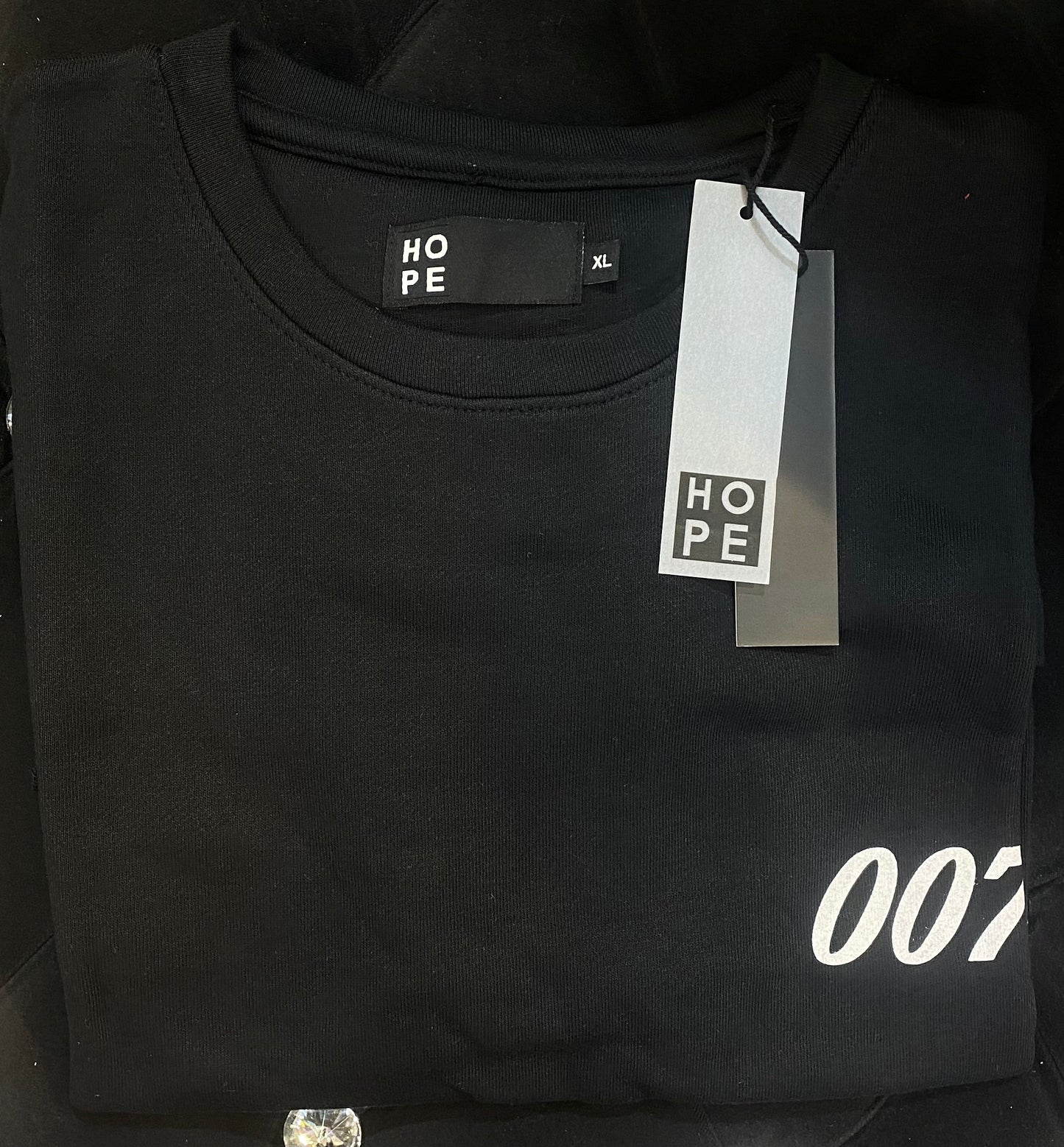 HOPE Black Colour With 007 Back Print Drop Shoulder TShirt 108572