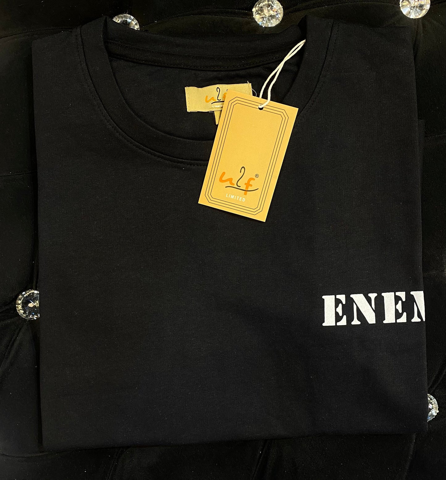 UF Limited Black Colour With Enemy Back Print Drop Shoulder TShirt 108597