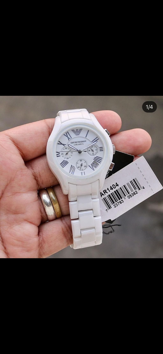 Mra White Chain White Silver Dial Ceramic Chrono Watch For Men 401012