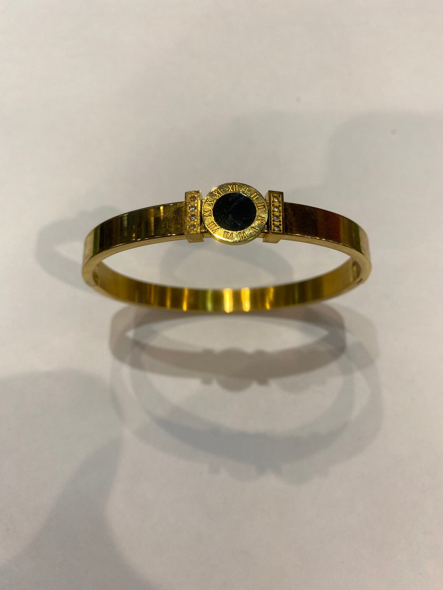 Gold Black Colour  Clock Design Heavy Quality Bracelet 199916