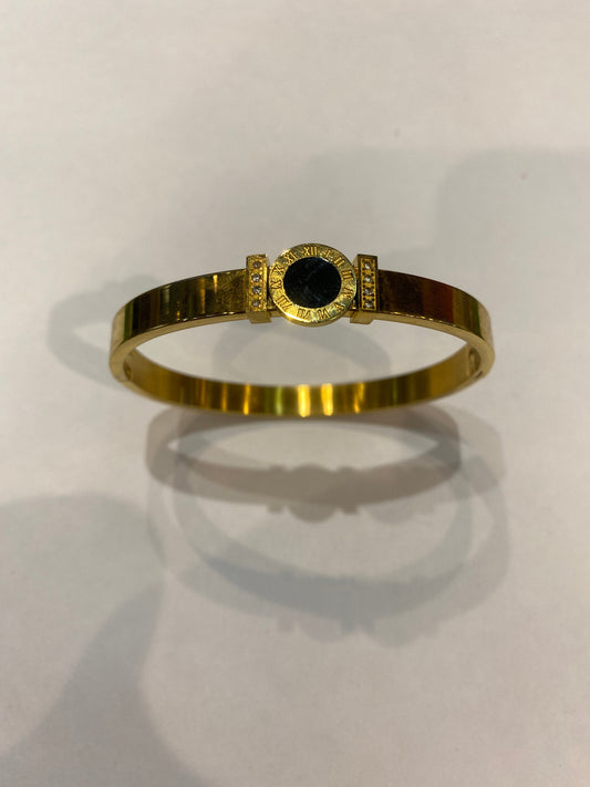 Gold Black Colour  Clock Design Heavy Quality Bracelet 199916