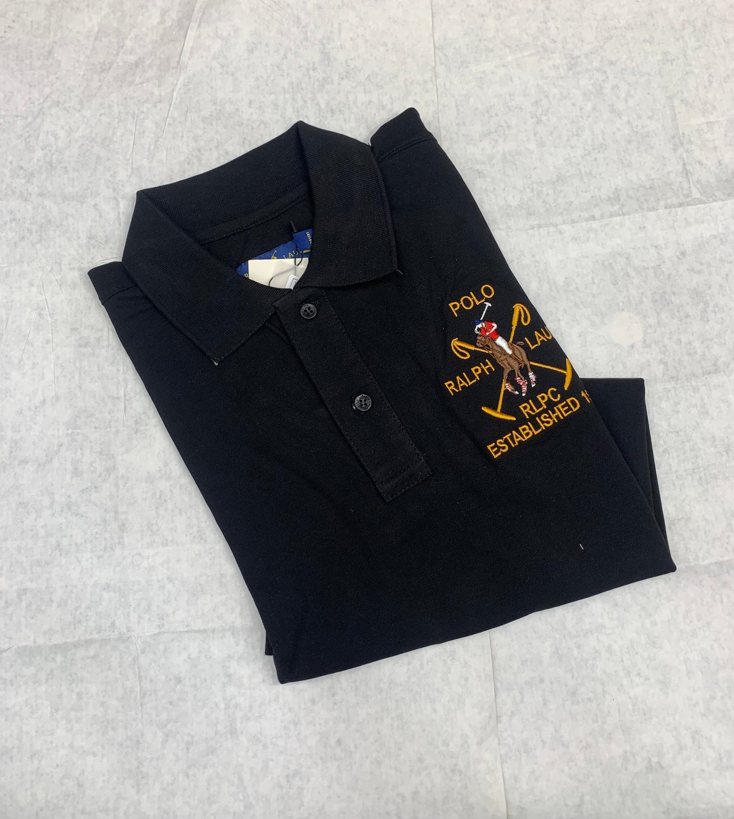 LOP Black Colour With Front Embroiderey Collar Tshirt 50190