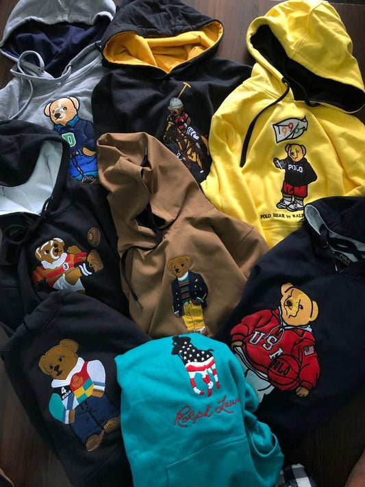 RL LOP POL Teal Colour Hoodie Teddy Bear Man Unisex  9152