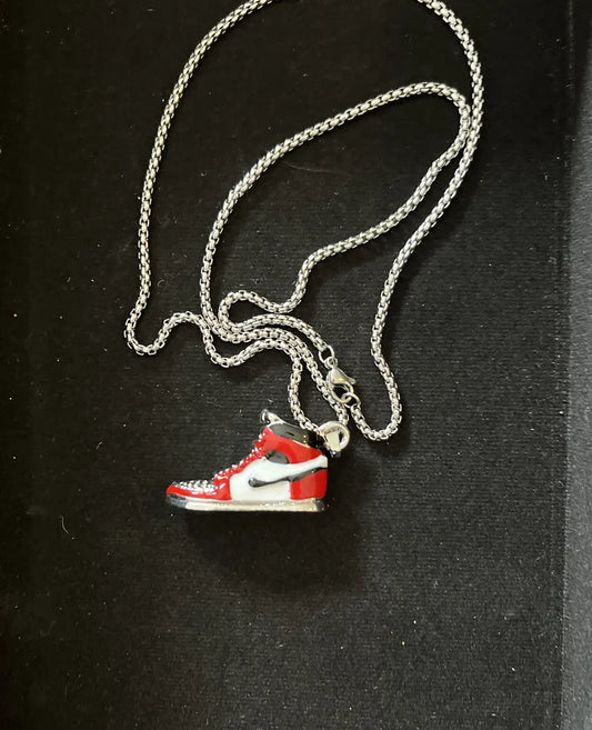 Sliver Red Shoes Pendant Necklace Chain 50279