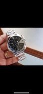 Eid Silver CHain Black Dial Jap Machinery Heavy Men's Watch 401053