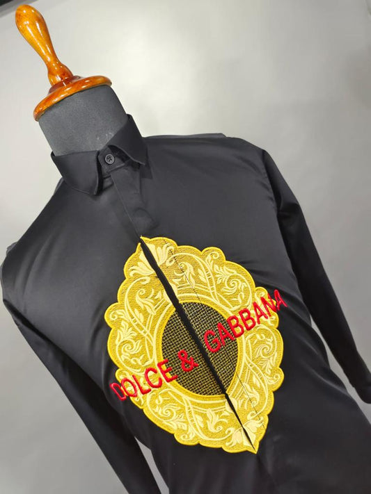 DOL LOD DG Colour Gold Embroidered Design DG Men’s Shirt’s 9167