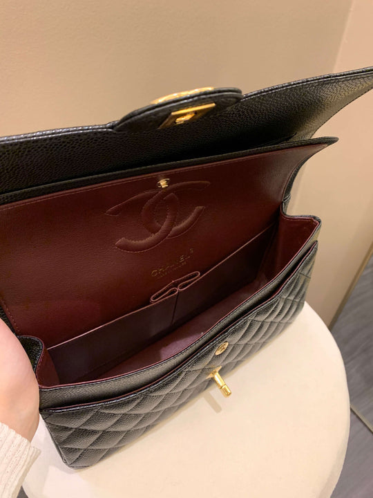 AHC Multi Classic Medium Double Flap Black Caviar