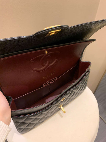 AHC Multi Classic Medium Double Flap Black Caviar