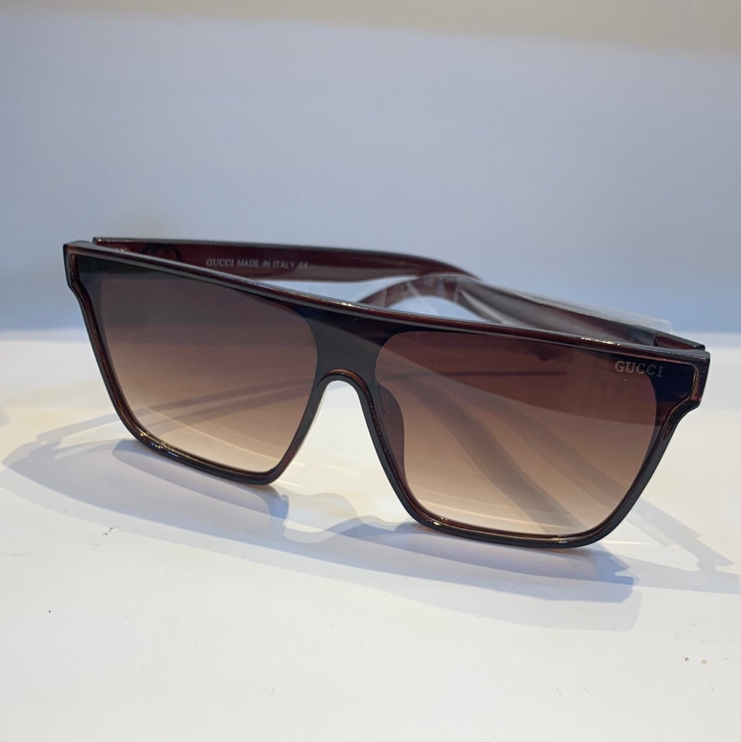 Cug Glossy Brown Frame Brown Shade Unisex Sunglass GG0268 59 14 145